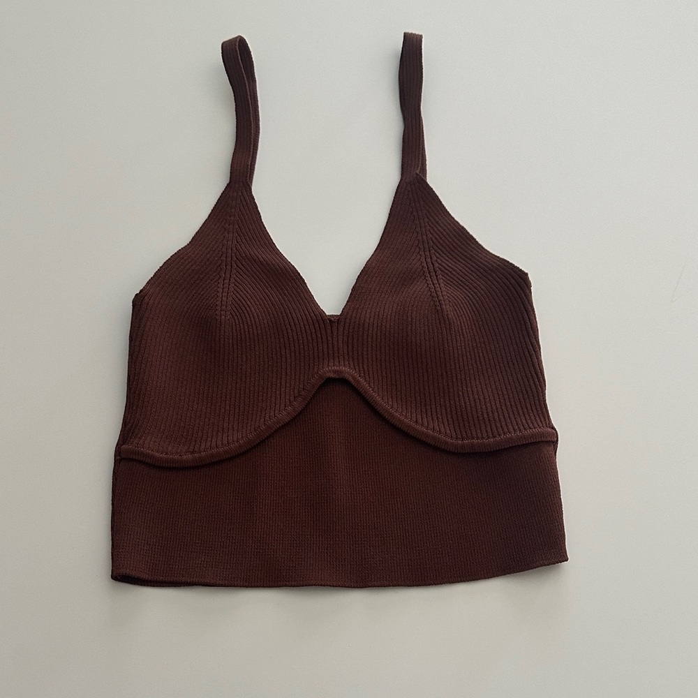 Forever 21 Rust Ribbed Knit Top